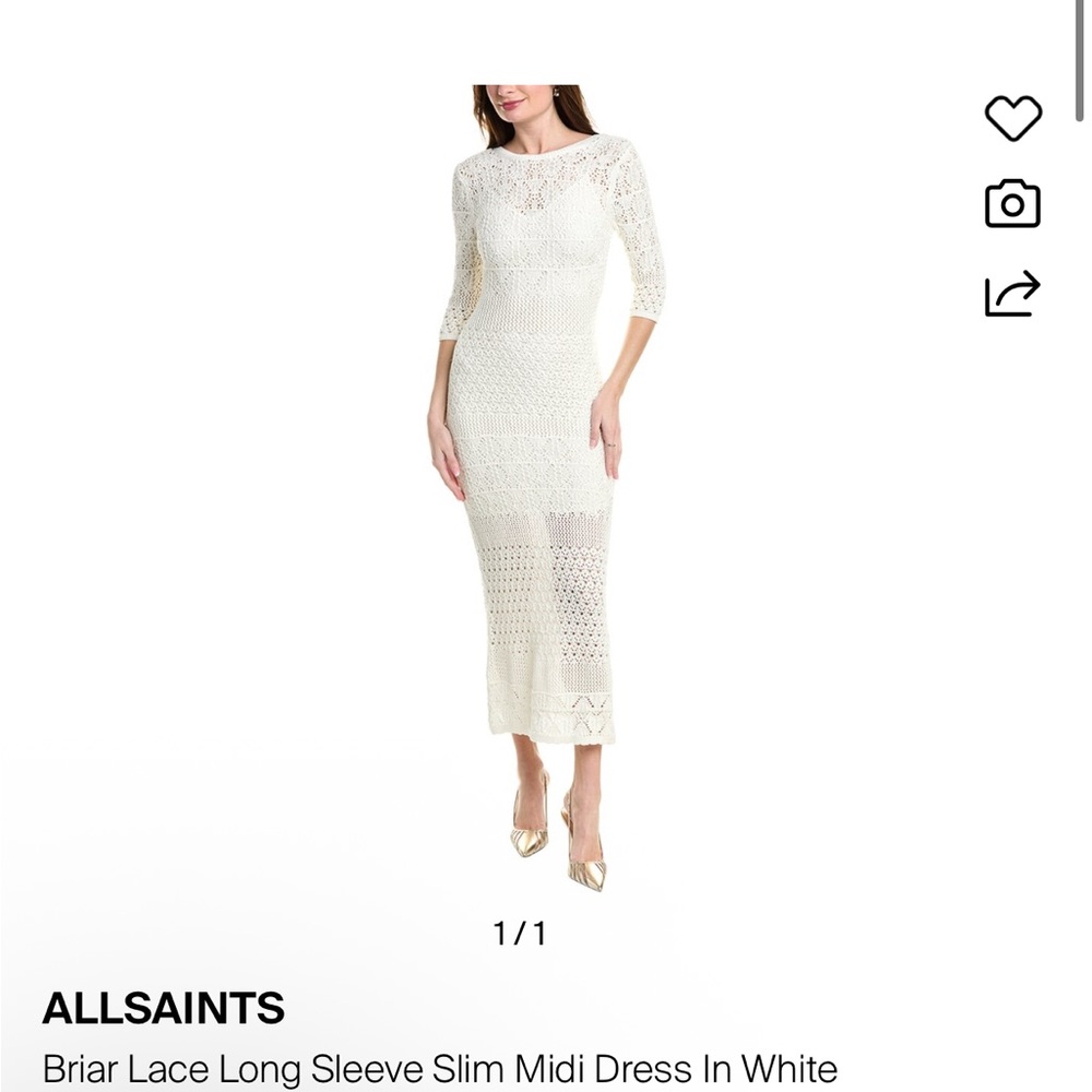 AllSaints White Lace Midi Dress